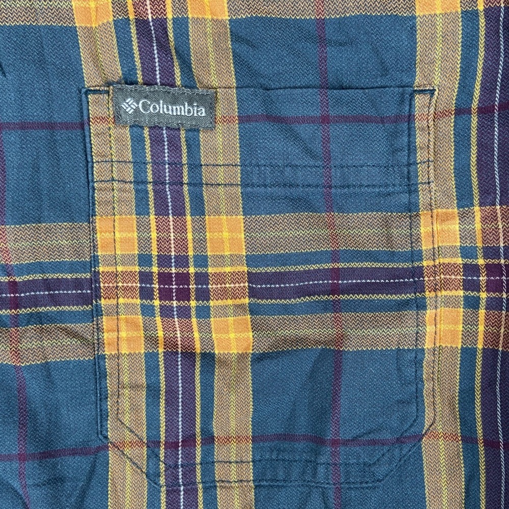 Columbia Rapid Rivers II Mens M Blue Orange Plaid Long Sleeve Shirt Stretch - Picture 3 of 11
